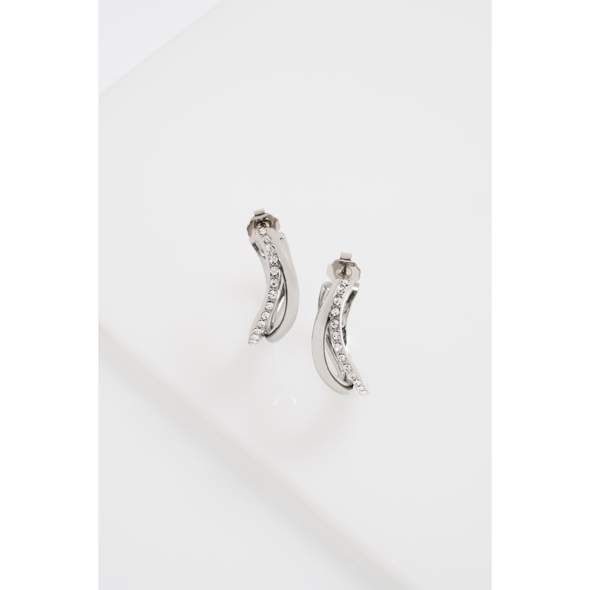 Ted Baker Silver Wayva Crystal Wave Hoops