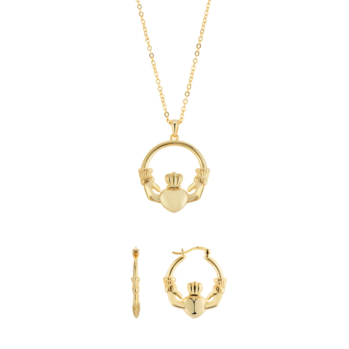 Argento Gold Puffy Claddagh Gift Set