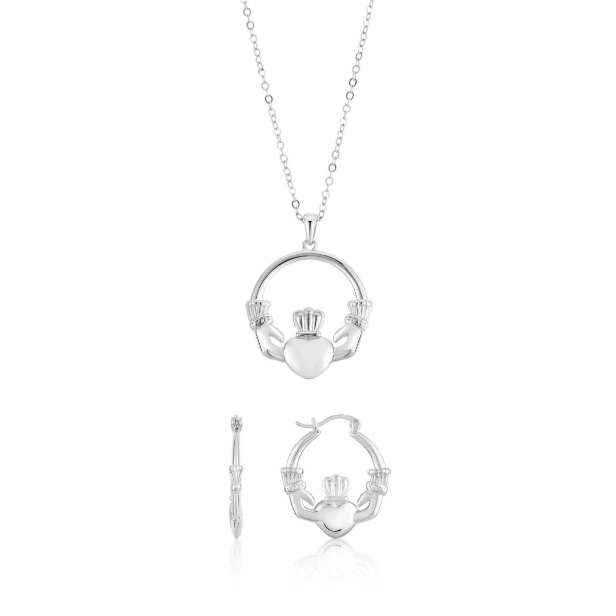 Argento Silver Puffy Claddagh Gift Set