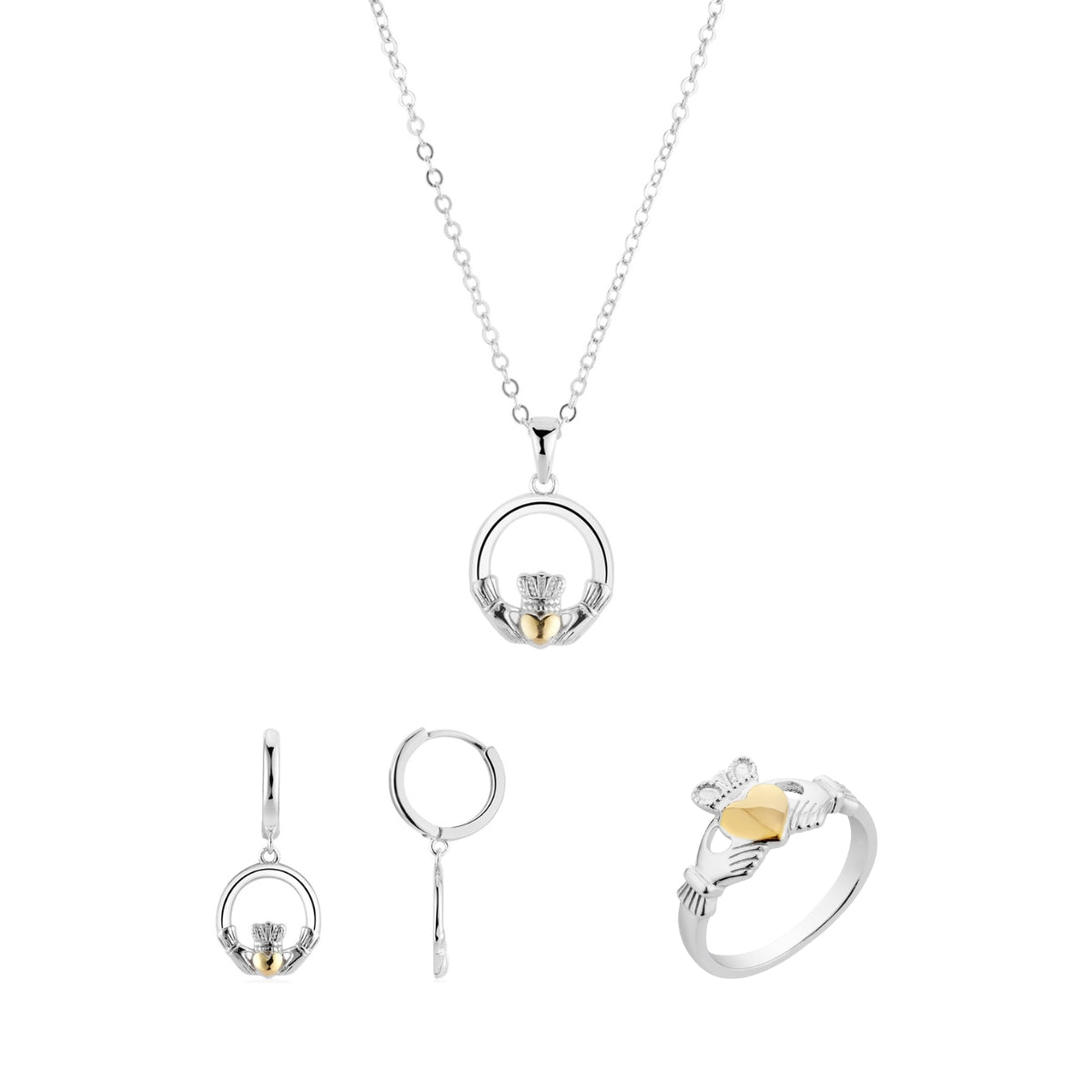 Argento Silver Heart Of Gold Claddagh Gift Set
