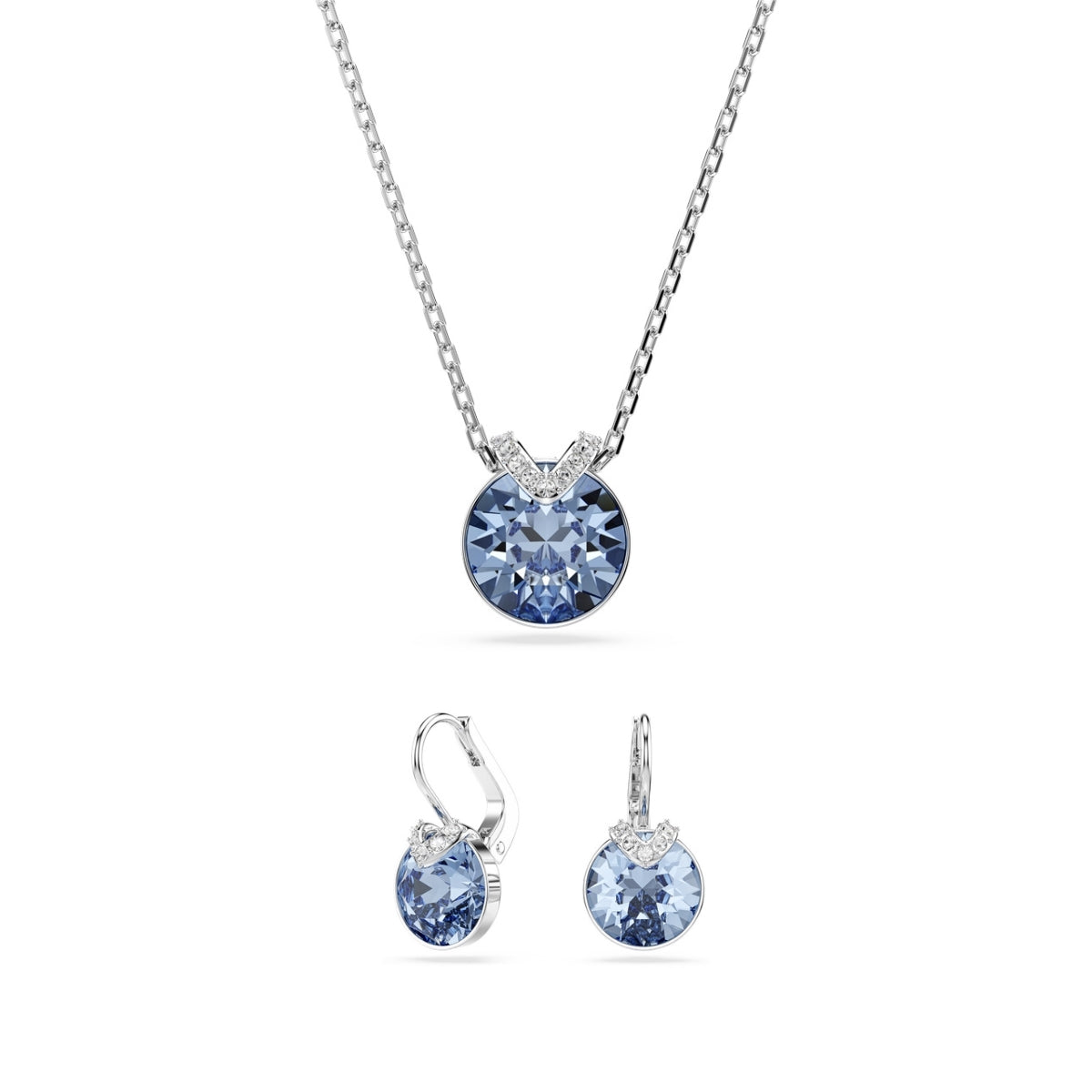 Silver Bella V Blue Round Cut Gift Set