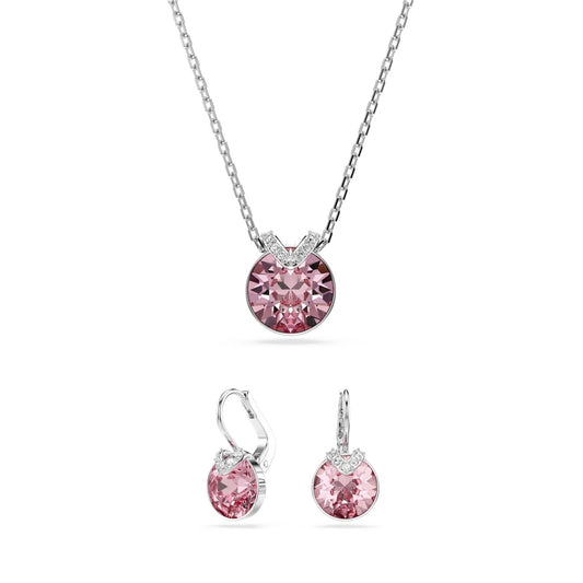 Swarovski Silver Bella V Pink Round Cut Gift Set