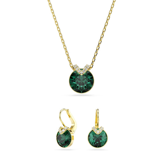 Gold Bella V Green Round Cut Gift Set