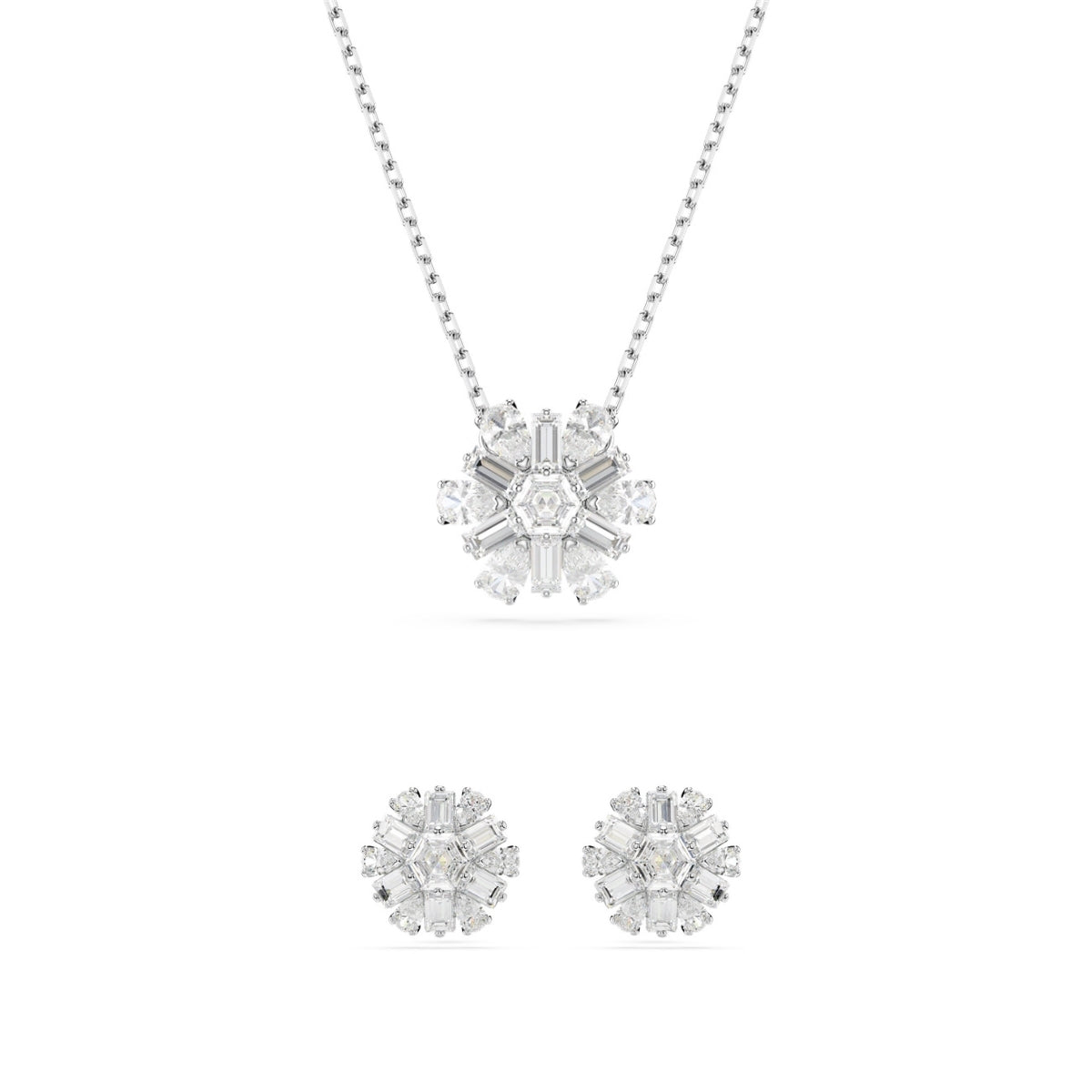 Swarovski Idyllia Rhodium Plated Mixed Cuts Snowflake Gift Set
