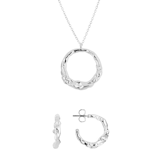 August Woods Silver Molten Circle Gift Set