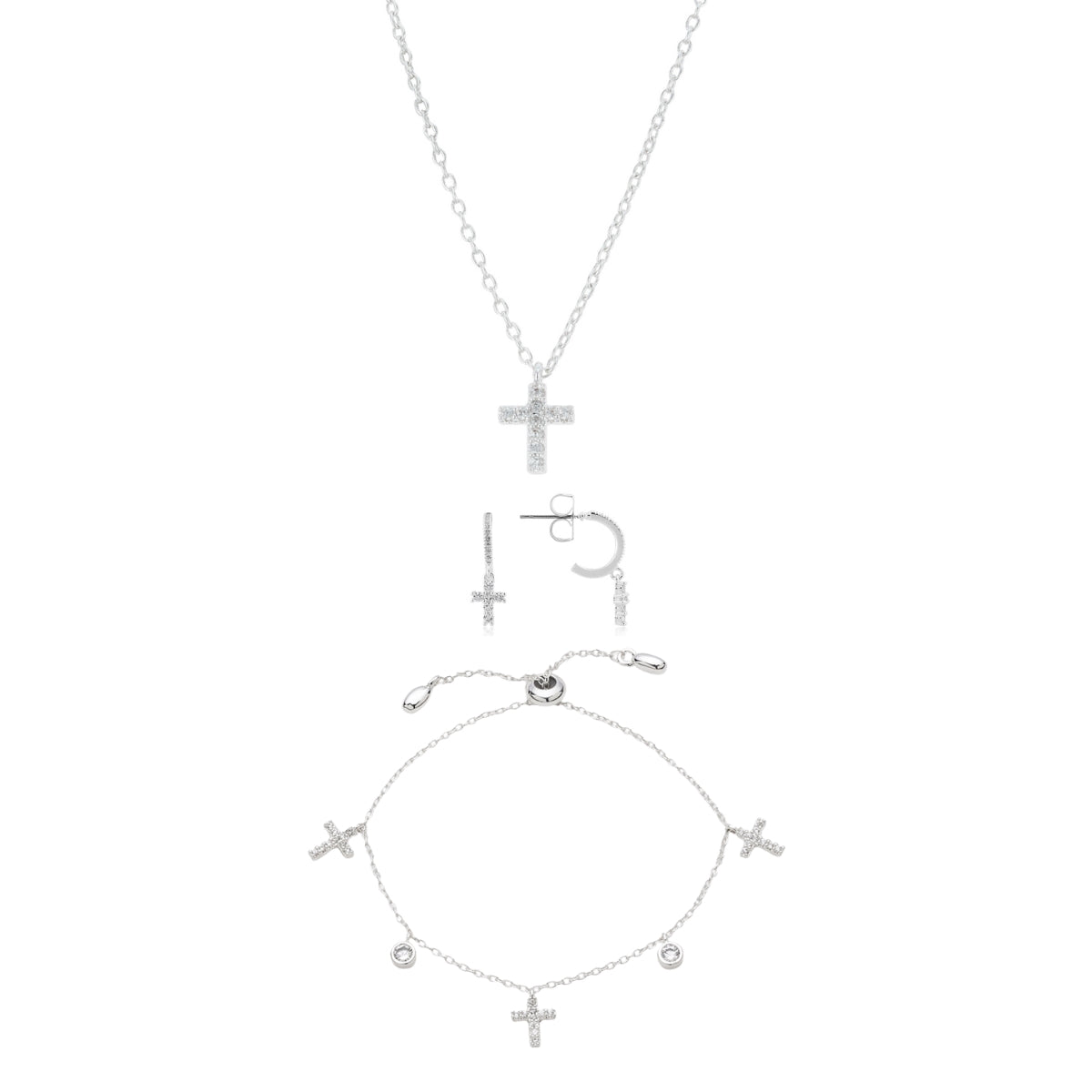 Silver Kids Crystal Cross Gift Set