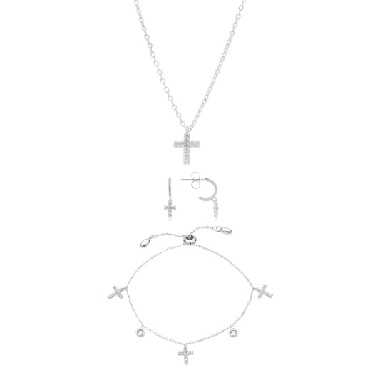 Silver Kids Crystal Cross Gift Set