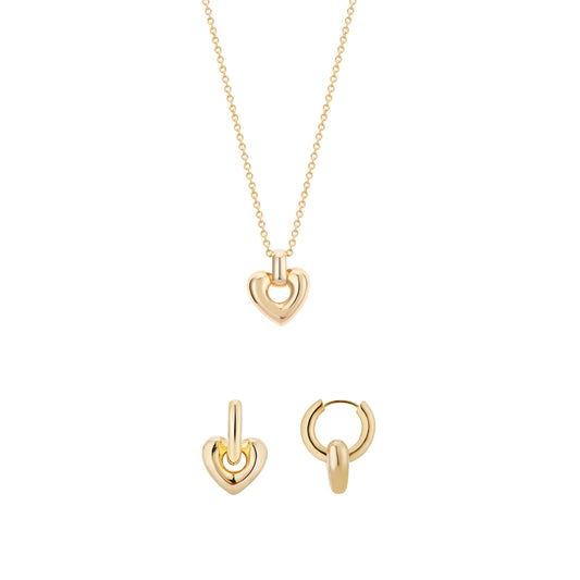 Gold Puffed Heart Gift Set