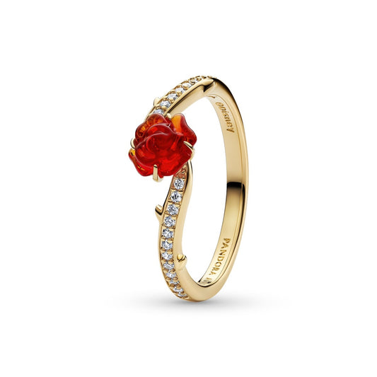 Pandora Gold Disney Beauty and the Beast Enchanted Rose Ring