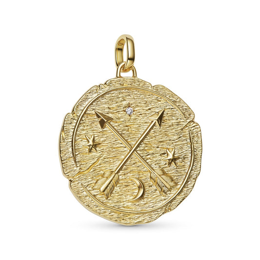 Pandora Gold Crossing Arrows Oversized Medallion Charm