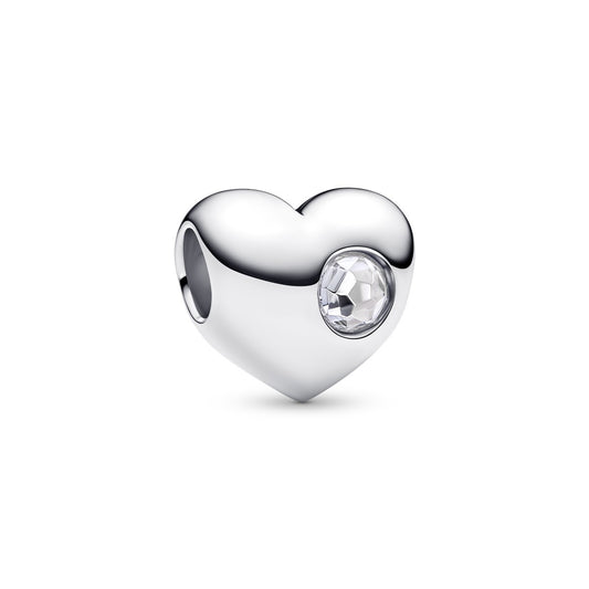 Pandora Silver Engravable April Birthstone Heart Charm