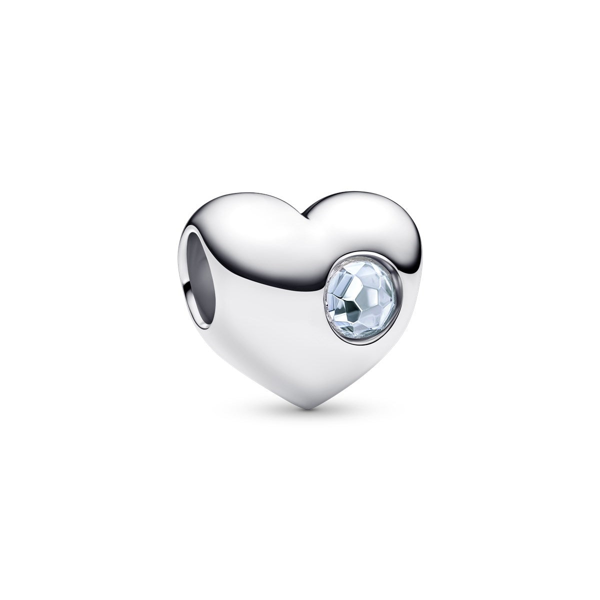 Pandora Silver Engravable March Birthstone Heart Charm