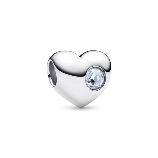 Pandora Silver Engravable March Birthstone Heart Charm