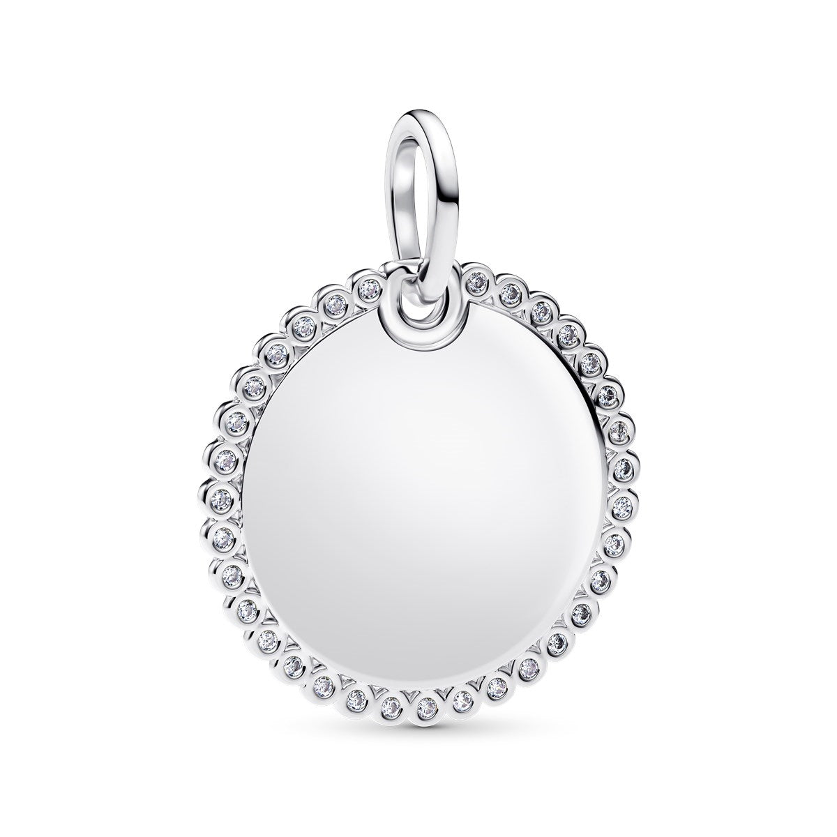 Pandora Silver Engravable Round Tag Pendant