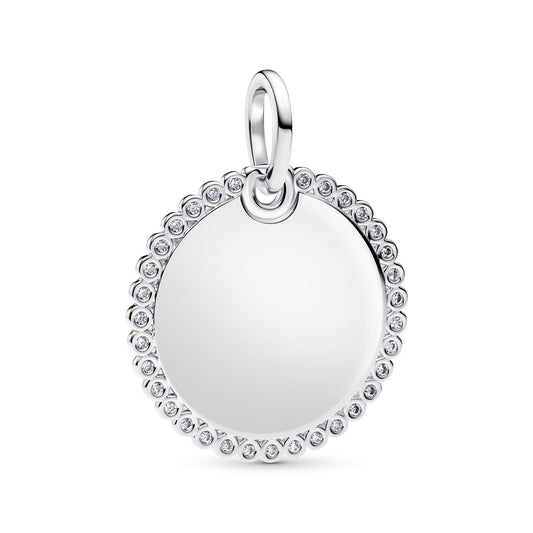 Pandora Silver Engravable Round Tag Pendant