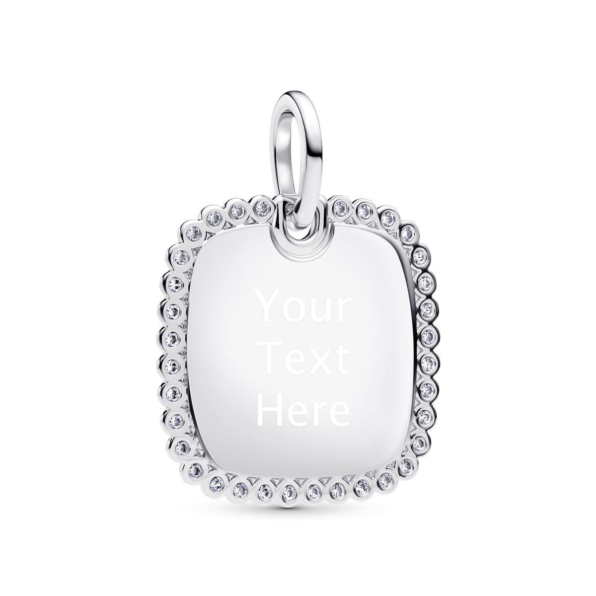 Pandora Silver Engravable Square Tag Pendant