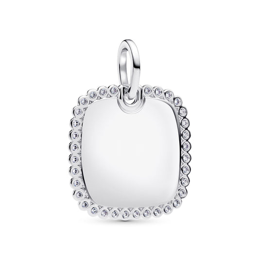 Pandora Silver Engravable Square Tag Pendant