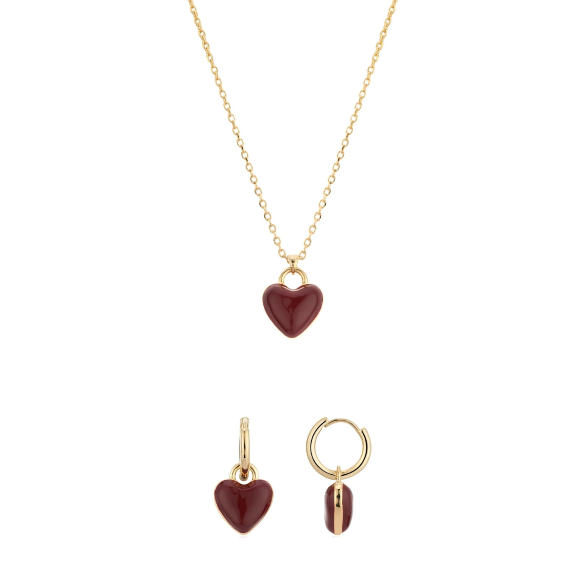 Gold Burgundy Puffy Heart Gift Set
