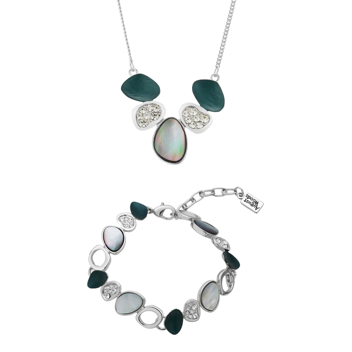 August Woods Silver and Grey Shell Crystal Gift Set
