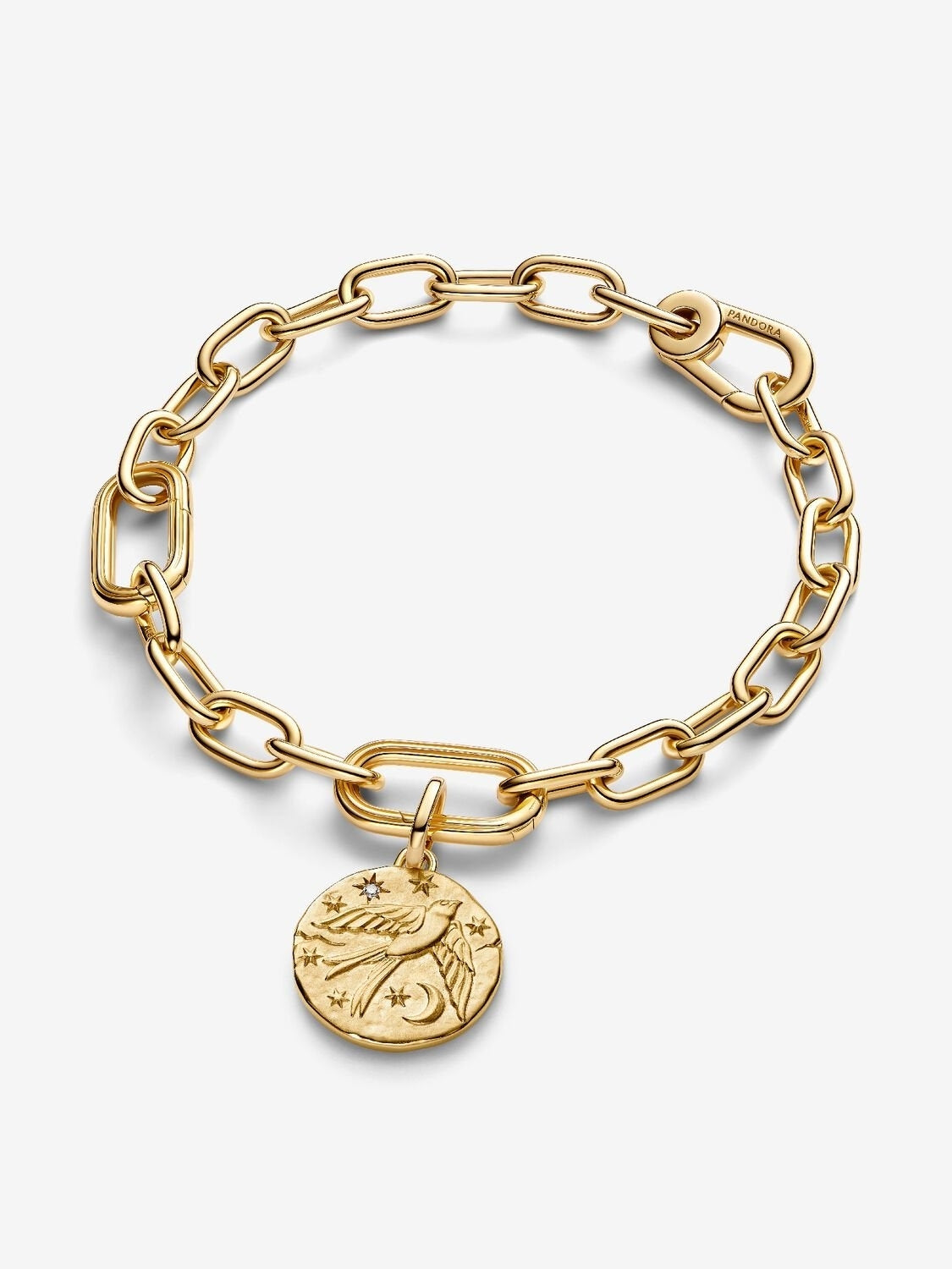 Pandora Gold Swallow Medallion Link Necklace Set
