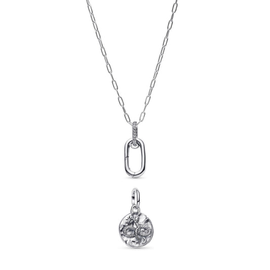 Silver Infinity Snake Link Necklace Set