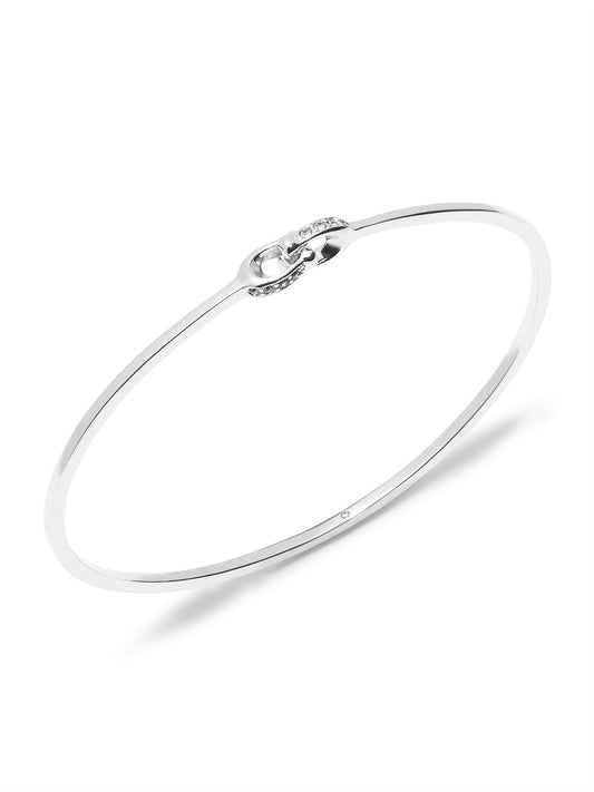 Coach Silver Interlocked Pave C Bangle