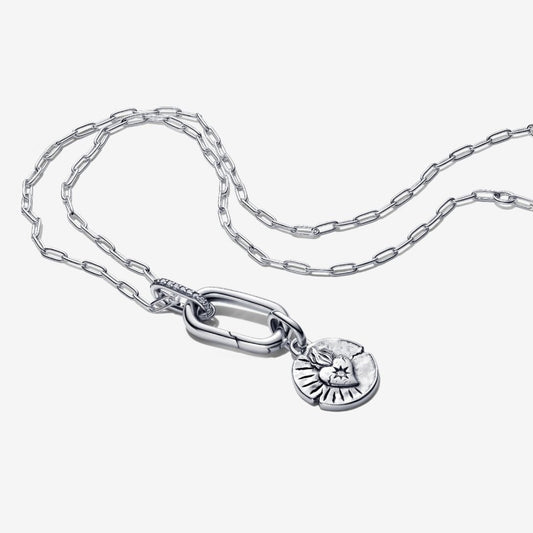 Silver Heart Medallion Necklace Set