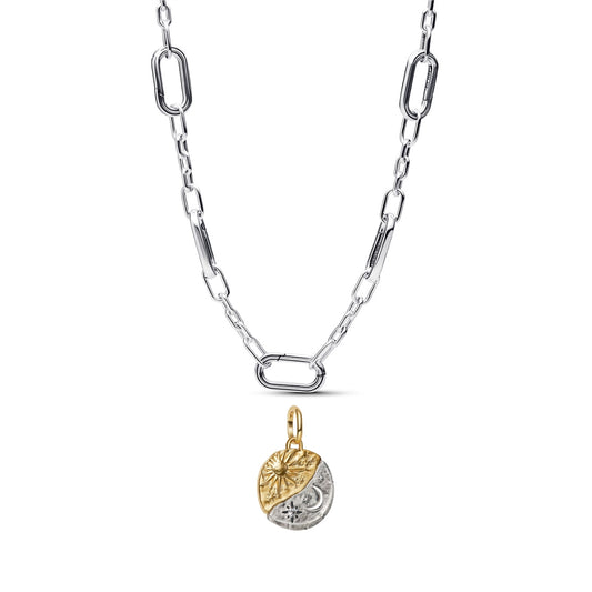 Sun and Moon Medallion Five Links Necklace Set