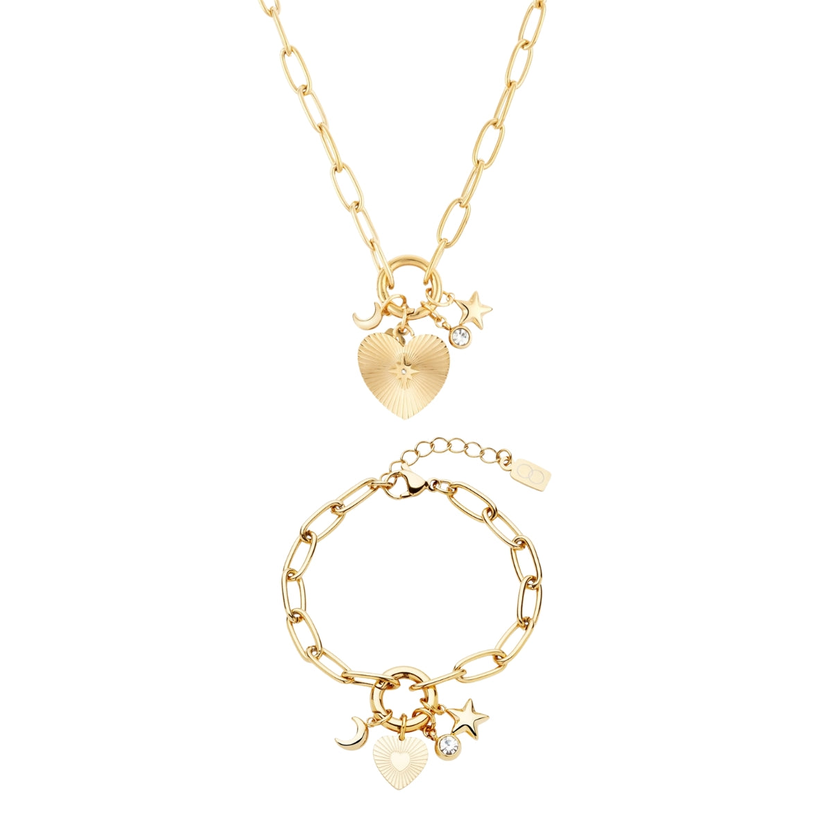 Over & Over Gold14k Stainless Steel Heart Charm Gift Set