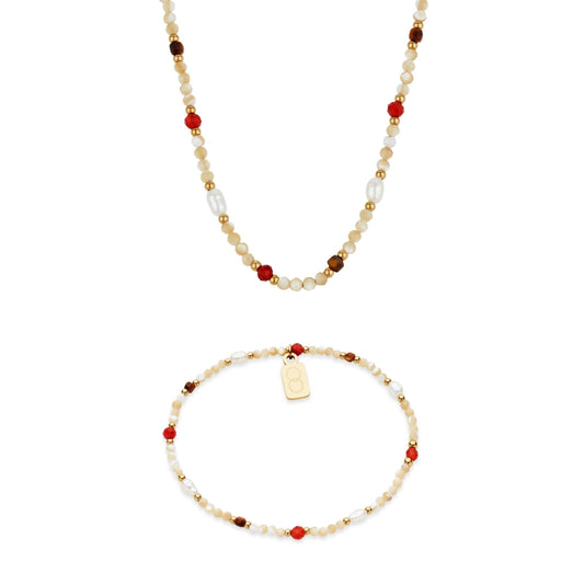 Gold 14k Stainless Steel Tiger's Eye Beaded Gift Set