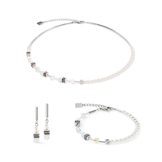 Silver Asymmetrical Mini Fusion Pearls Cubes Gift Set