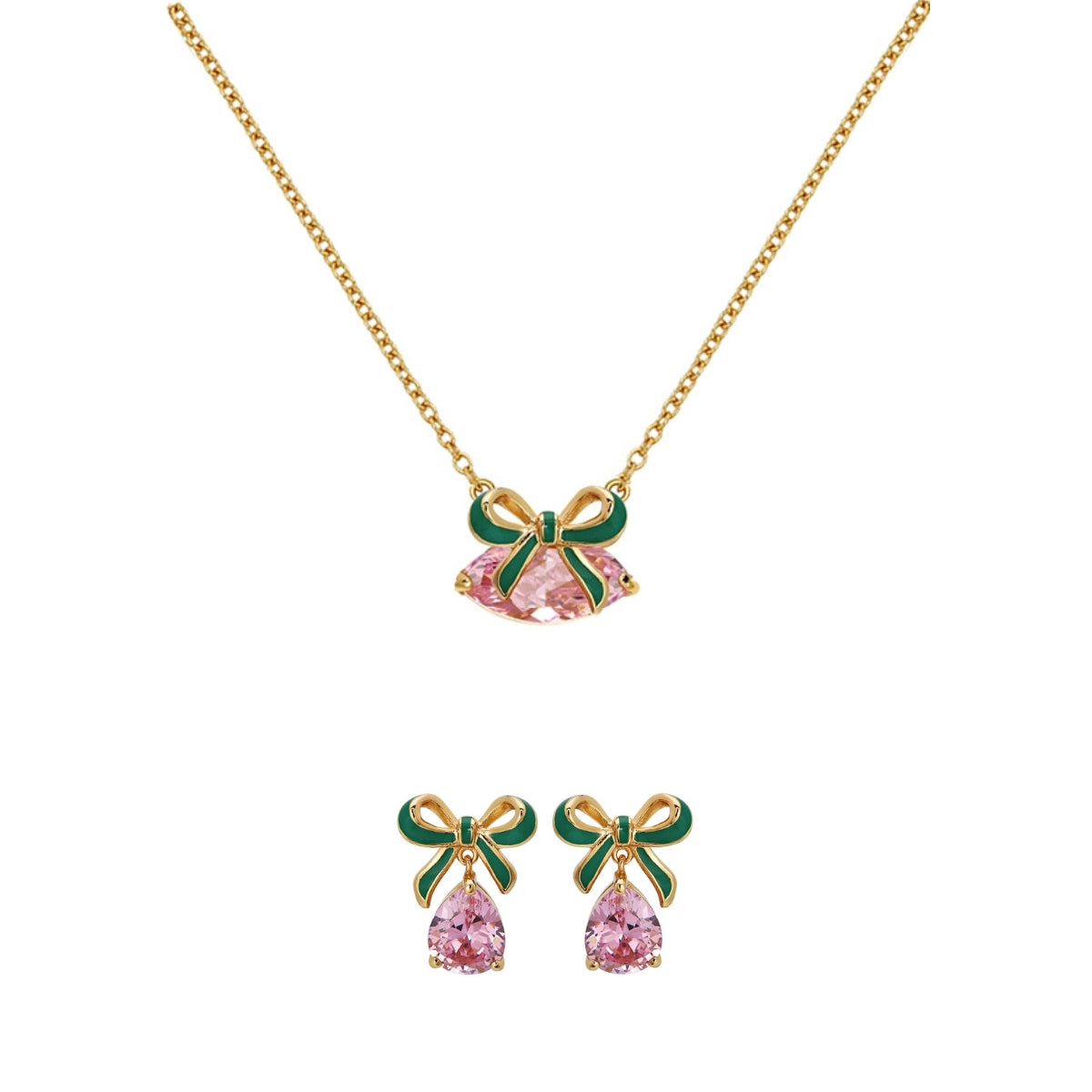 Amelia Scott Gold Amelia Bow Green Pink Gift Set