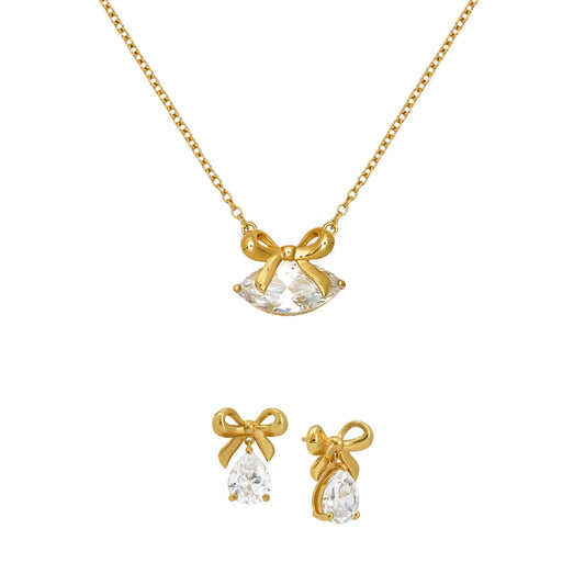 Gold Amelia Bow Crystal Gift Set