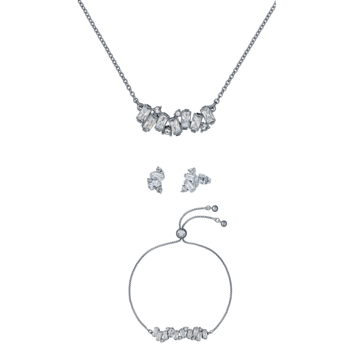 Silver Crystal Cluster Gift Set