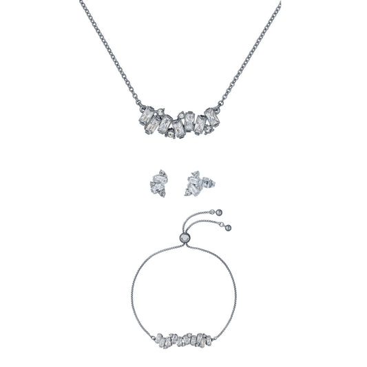 Silver Crystal Cluster Gift Set