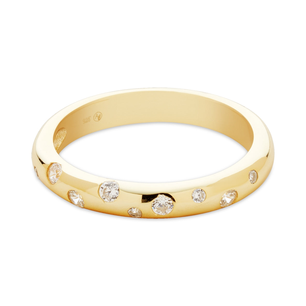 Argento Gold 14k Plated Puffy CZ Band Ring
