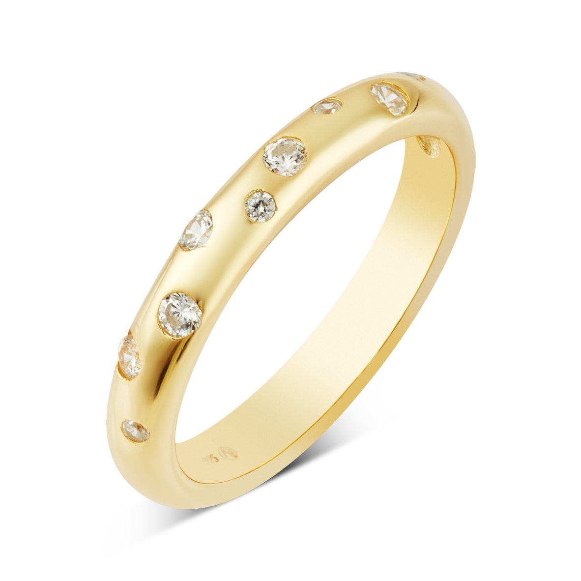 Argento Gold 14k Plated Puffy CZ Band Ring