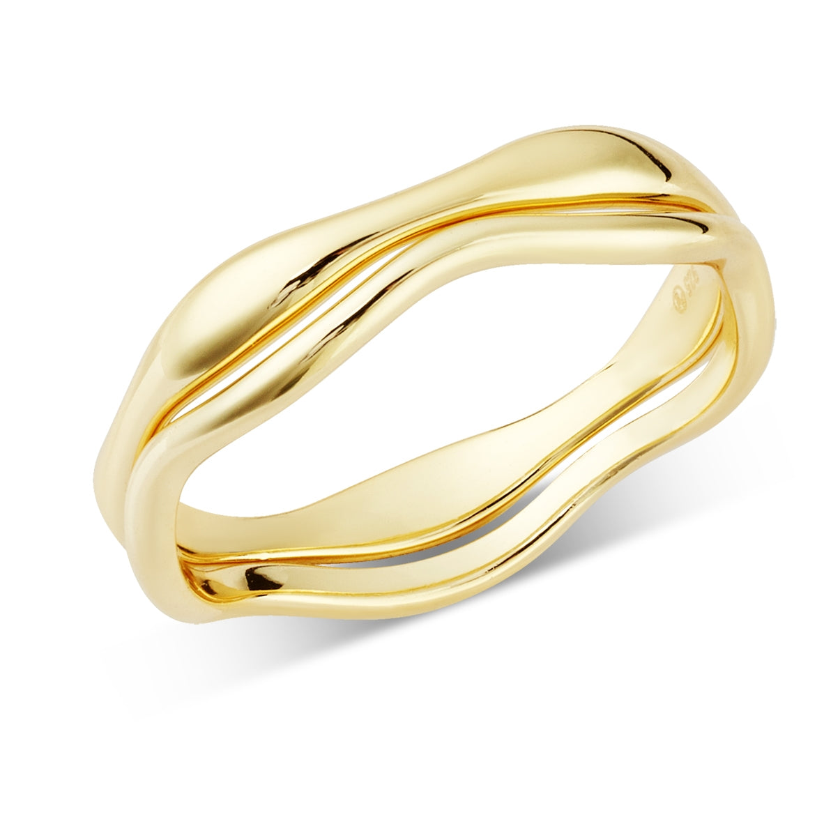 Argento Gold 14k Plated Wave Stacking Ring Set