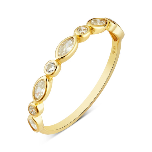 Argento Gold 14k Plated CZ Bezel Stack Ring