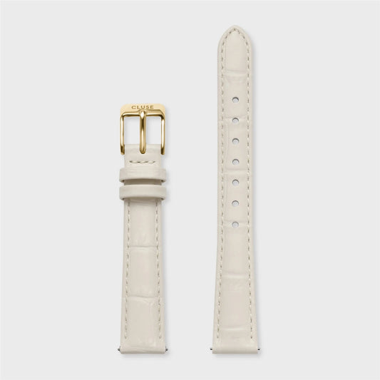 CLUSE Gold 14 mm Marshmallow Croc Leather Strap