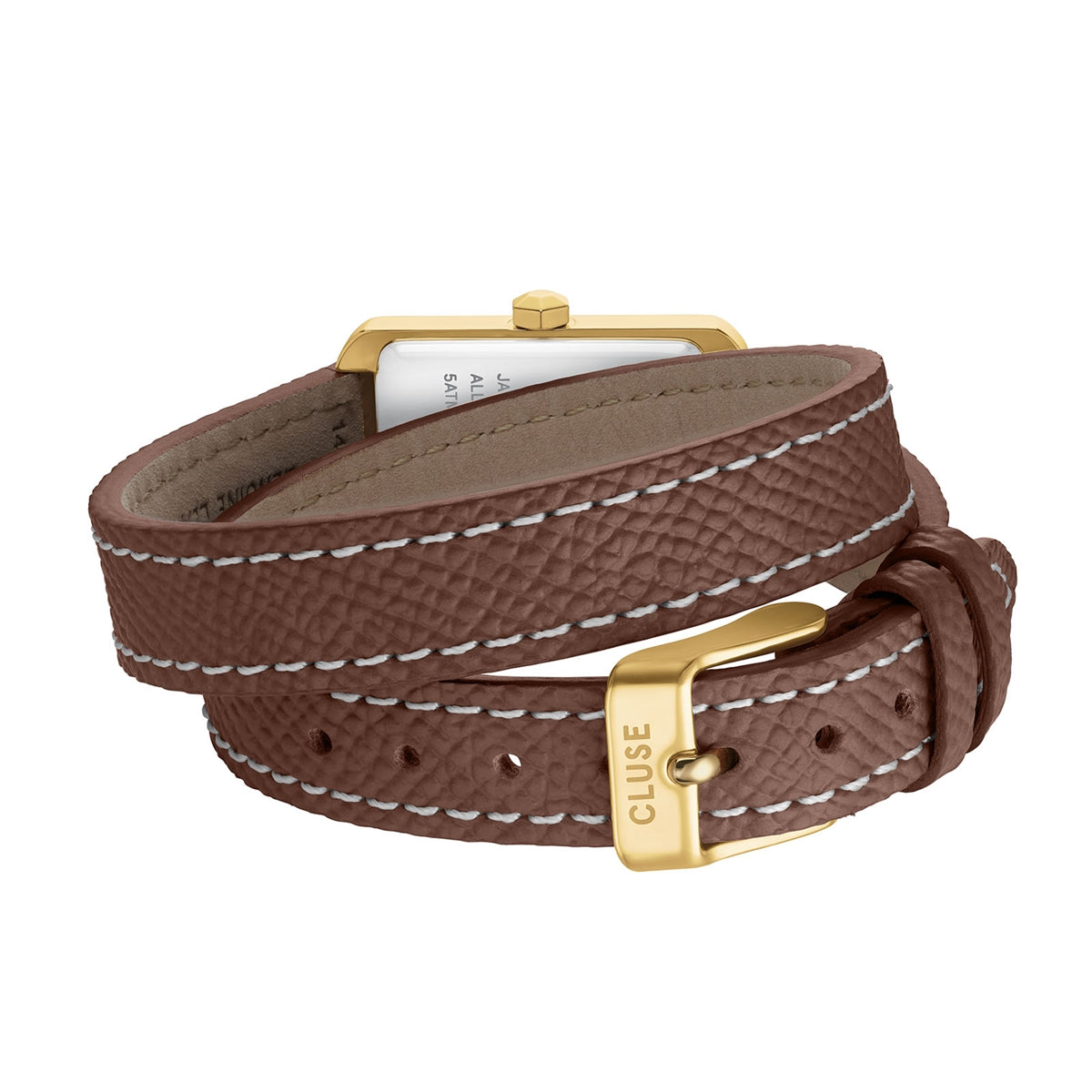 CLUSE Gold Belisenna Mocha Double Leather Watch