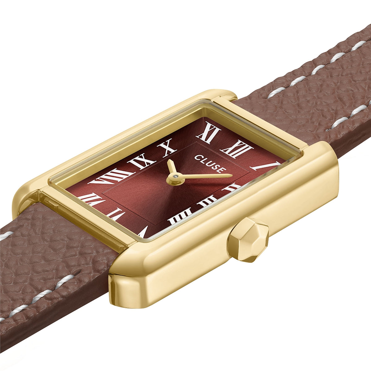 CLUSE Gold Belisenna Mocha Double Leather Watch