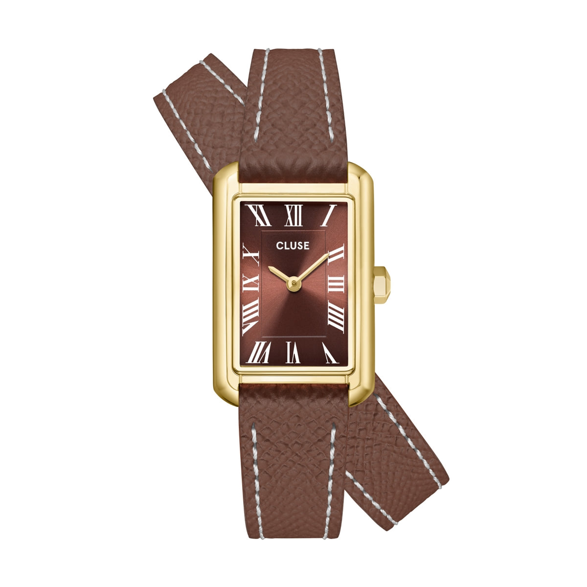 CLUSE Gold Belisenna Mocha Double Leather Watch