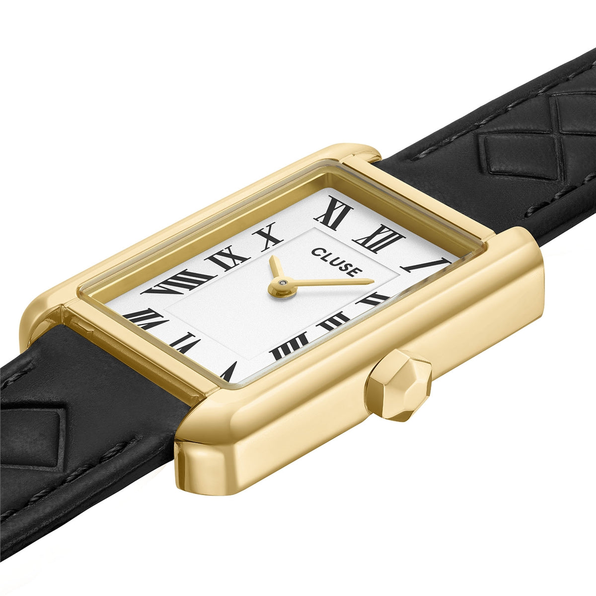 CLUSE Gold Belisenna White Black Leather Watch