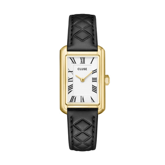 CLUSE Gold Belisenna White Black Leather Watch