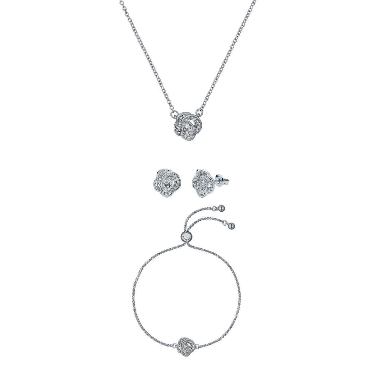 Silver Crystal Flower Gift Set