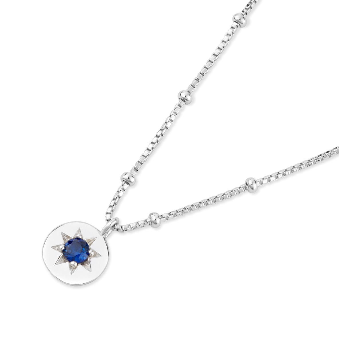 Argento Silver Birthstone September Sapphire Necklace