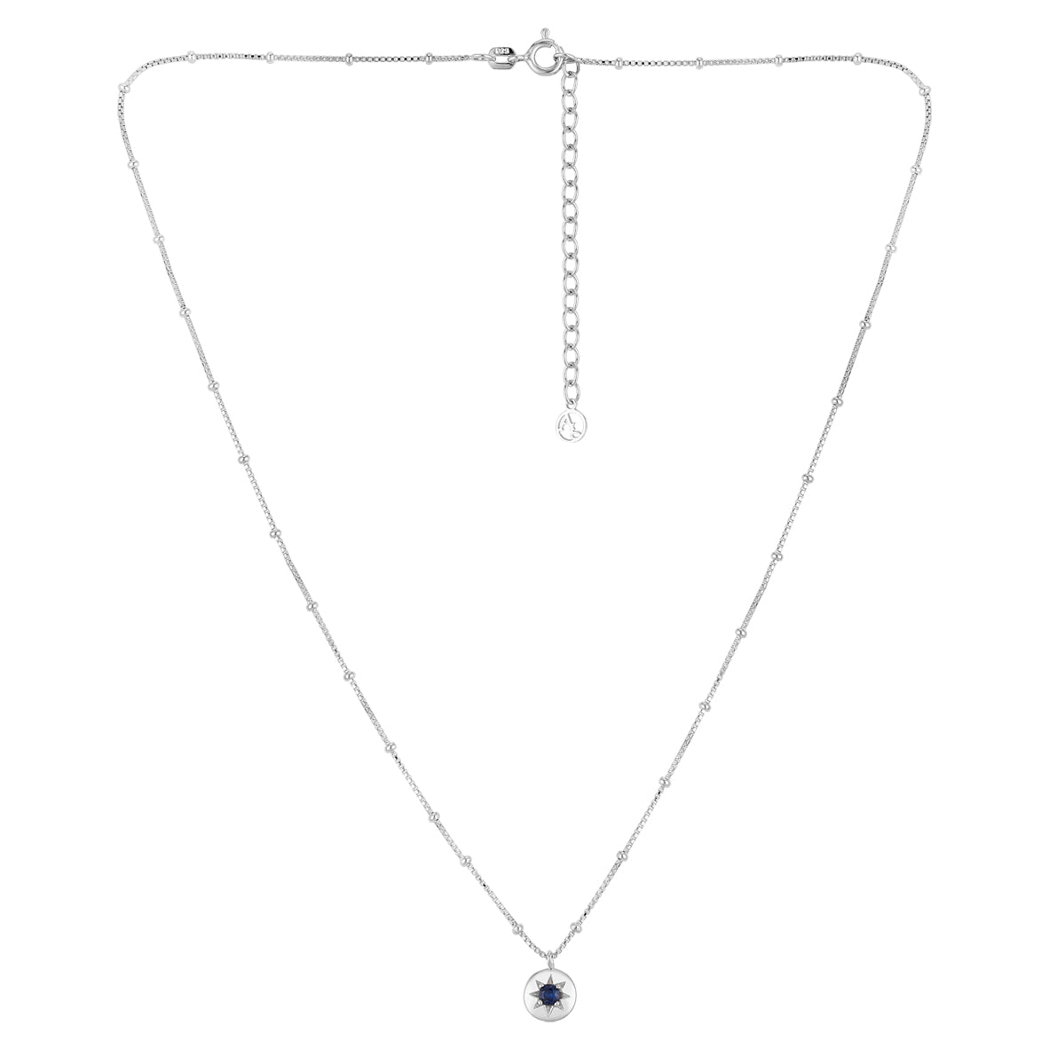 Argento Silver Birthstone September Sapphire Necklace