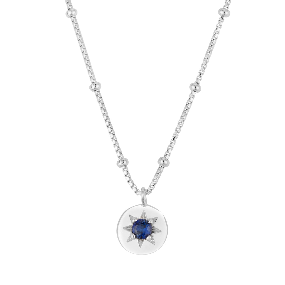 Argento Silver Birthstone September Sapphire Necklace