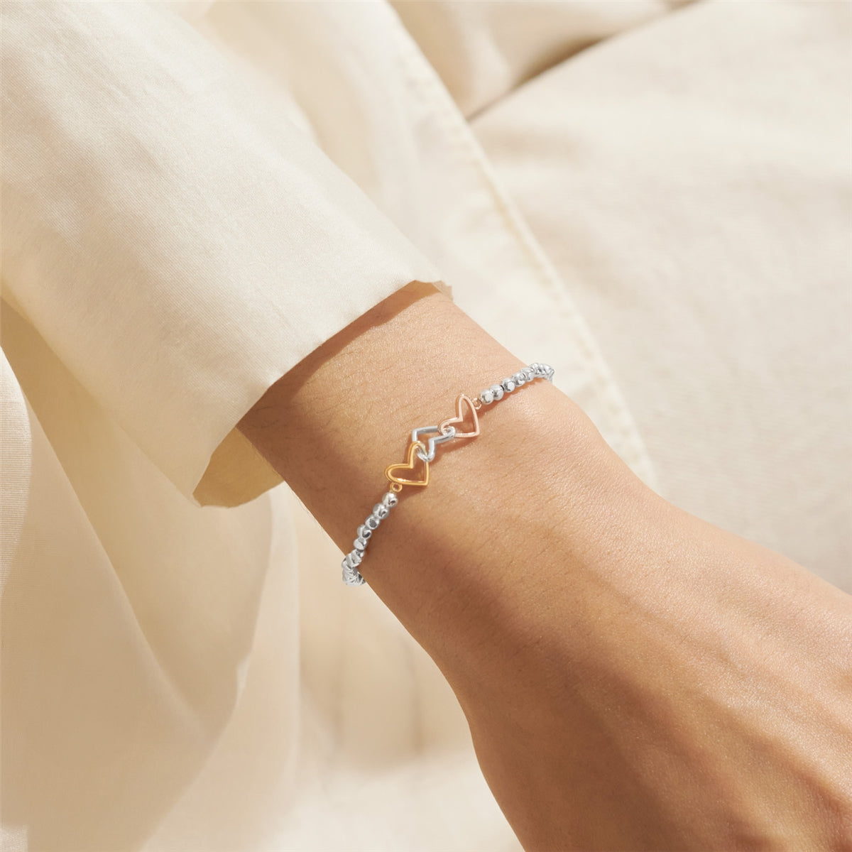 Joma 3 Tone Interlocked Friendship Laughter Happiness Bracelet